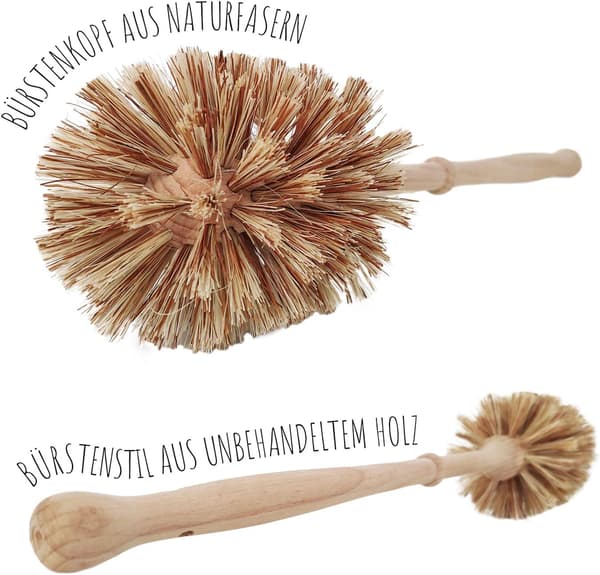 Sæt med 2 trætoiletbørster med naturfiberbørster-FA-