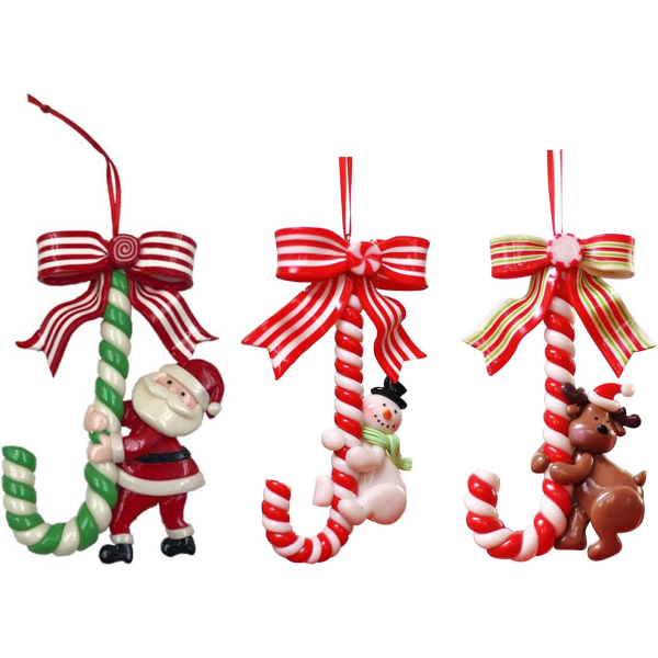 Set Of 3 Candy Cane Christmas Ornaments 11.9cm Small Candy Cane