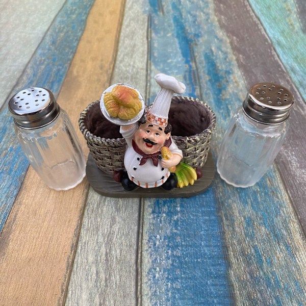 Kokk Statue Salt Pepper Flaskeholder Ornamenter-Hjemmedekor