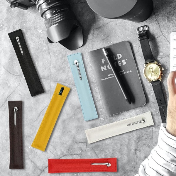 Læderpennal, etui til fyldepen, stylus, kuglepen, penne, 2-pak sort