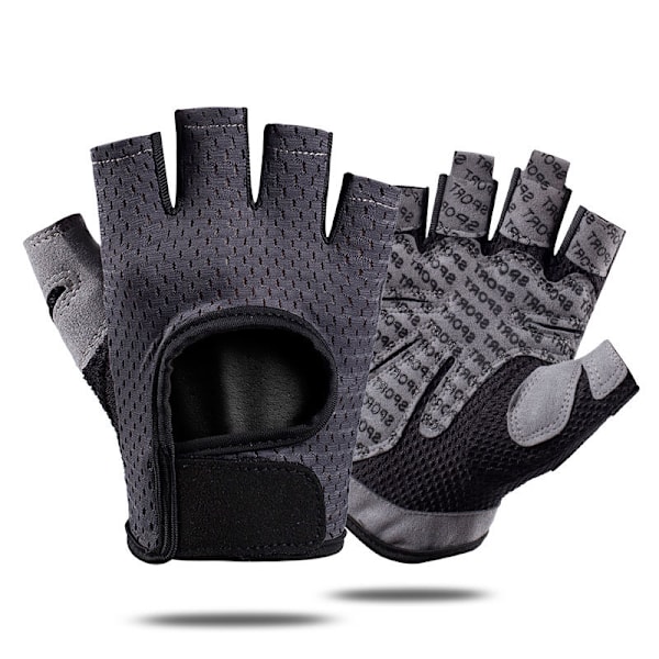 Halvfinger Fitness Handskar Herr Dam Träningshandskar Grå Grey XL