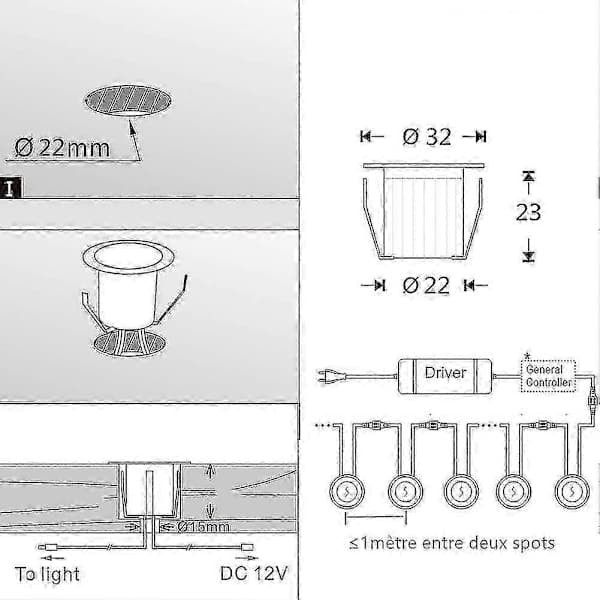 16-pack vattentäta infällda LED-spotlights för trädäck, IP67-FA-