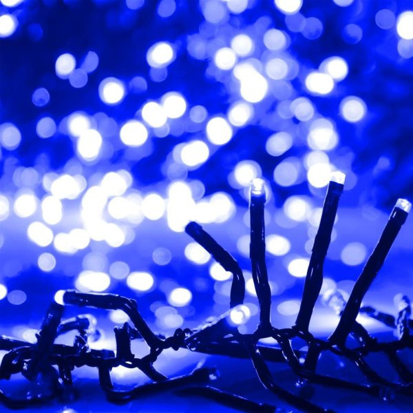 Ljusslinga med 1000 LED-kluster blå 11 m PVC