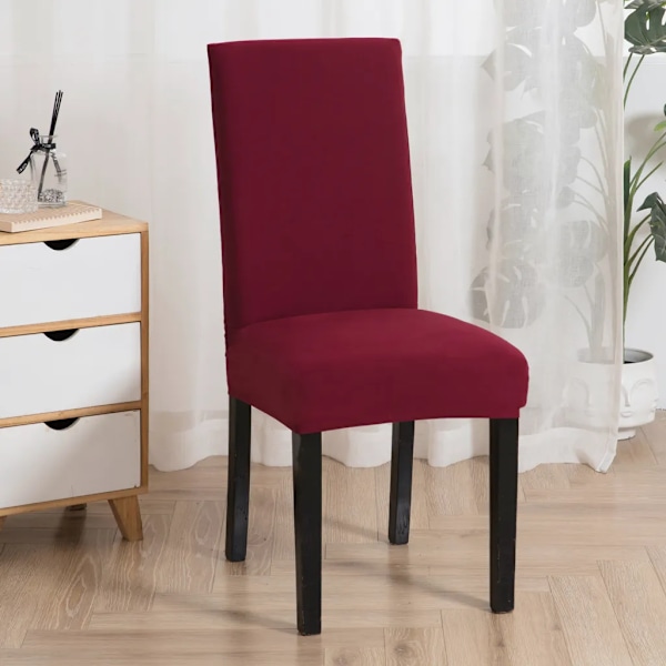 6 st Stretch Stolsöverdrag - Tvättbara Stretch Stolsöverdrag Rödvin