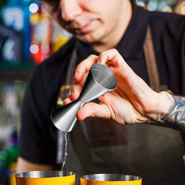 Vinmåler Dobbelt cocktailjigger med mål indeni, rustfrit stål 30/45ml