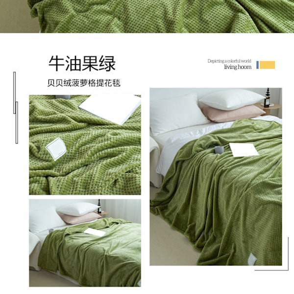 Kølig fleece tæppe sommer kold enkelt lur tæppe til sofa seng kontor grøn 100x120cm