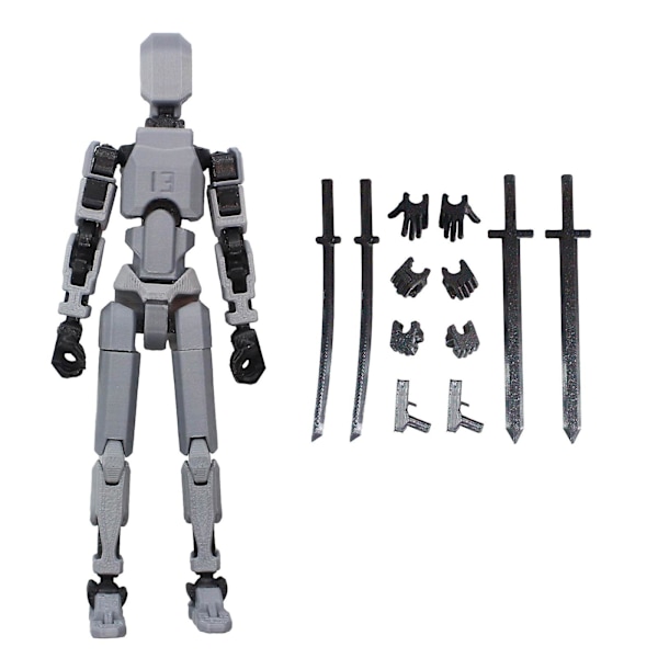 T13 Actionfigur, Titan 13 Actionfigur, Robot Actionfigur, 3D-trykt Action, 50 % tilbud grey