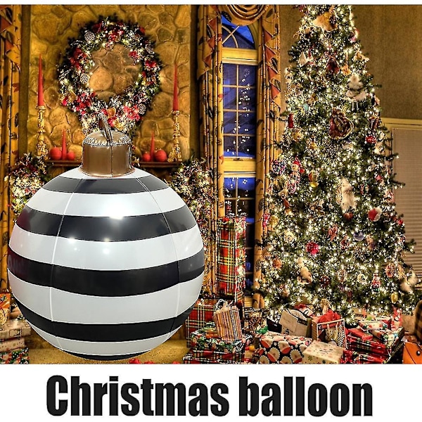 Extra stora uppblåsbara julgranskulor i PVC, juldekorationer C Black and white stripes