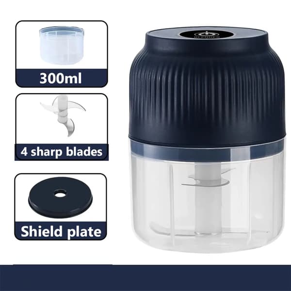 Electric Garlic Chopper, 4 Sharp Blades, Portable Vegetable Chopper, 300ml Garlic Grinder, Onion Chopper, Mixer for Vegetables-FA-