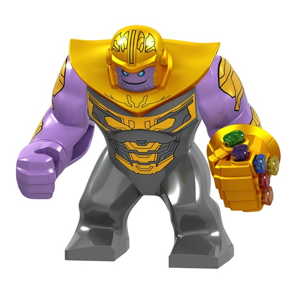 Thanos 8cm Actionfigur med Infinity Gauntlet & Svärd Byggklossleksak-FA-