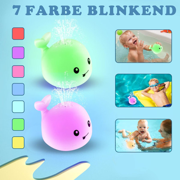 Badelegetøj, Hval Spray Pool Legetøj, Lysende Badekar Legetøj (Hvid)