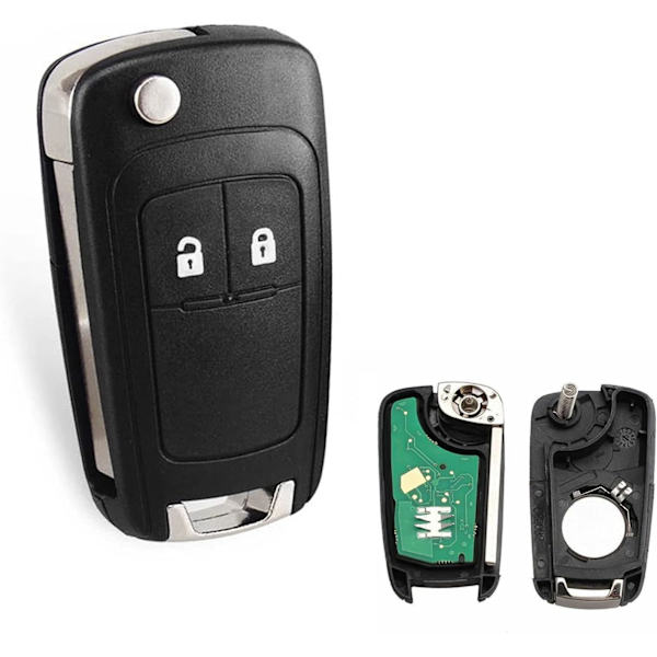 2 knapper fjernbetjening bilnøgle etui erstatnings nøgleblad kompatibel med Vauxhall Opel Astra Insignia Vectra Zafira Meriva Mokka nøgleskal (med blad) Fjärrkontroll med 2 knappar