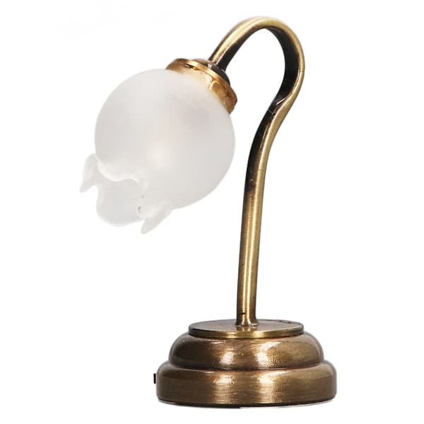 1:12 Scale Miniature Table Lamp Model Flower Shape Soft Lighting Simulation Dollhouse Desk Lamp-FA-