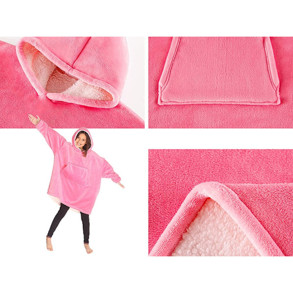 Oversized Hoodie med Hætte - Filt pink 780