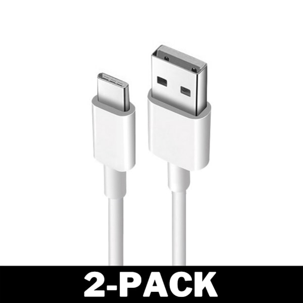 Hurtigopladning Ekstra Lang USB-C Kabel / Oplader 2-Pack Vit