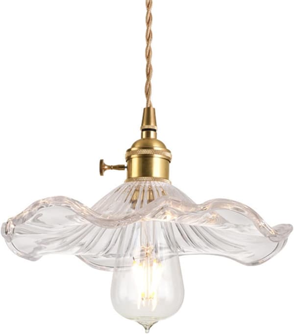 Nordisk Moderne Guld & Grøn Glas Blomster Lysekrone til Stue-FA-