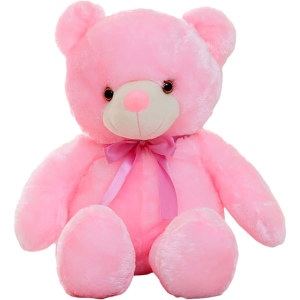 LED-bamse bamse, søte lysende bamse bamse leker kreative fargerike lysende dukke gaver (A rosa, 30 cm/11,81 tommer)