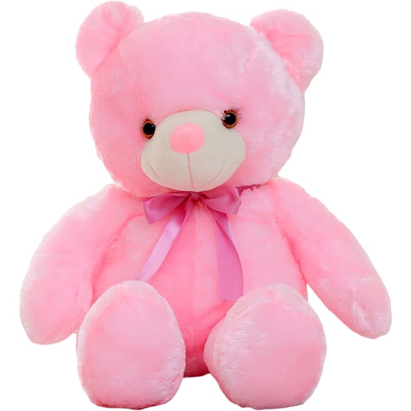 LED-nallar gosedjur, söta glödande plyschleksaker för björn Kreativa färgglada ljusa dockor (en rosa, 30 cm/11,81 tum)