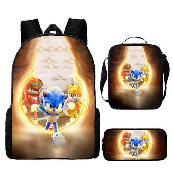 Sonic-reppu lapsille, lounaslaukku, kynäpussi, kolmen sarja - varastossa 31