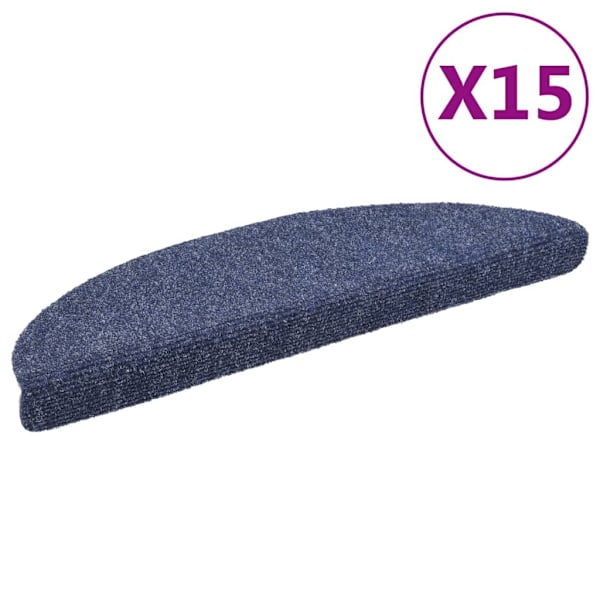 vidaXL Trappstegsmattor Selvhæftende 15 stk Broderi 56x17x3 cm Blå blue 2430