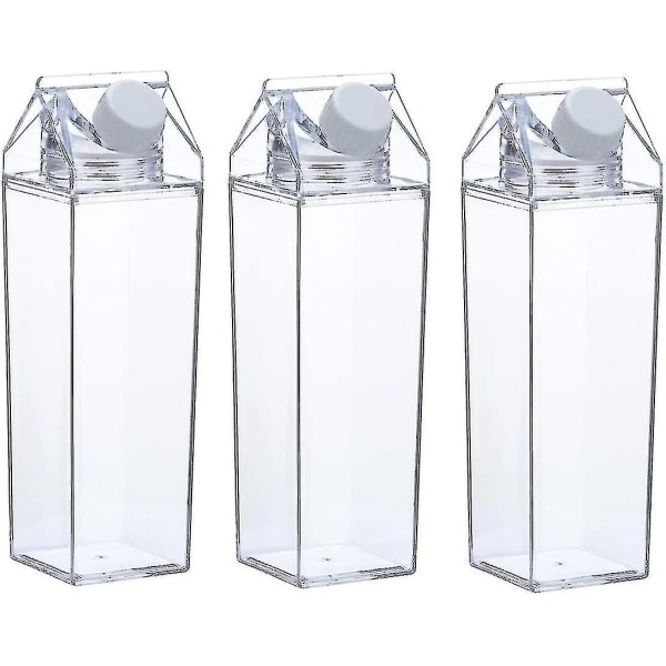 3-pack mjölkförpackningar Klar fyrkantig mjölk Plast Läcksäker kopp-yycl