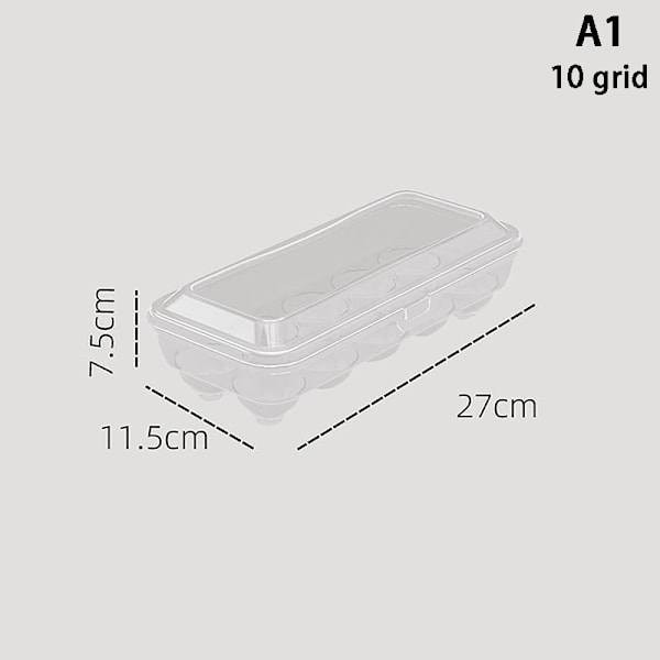 10/15 Ruudullinen Munien Säilytyslaatikko Muovi Transparent Kannettava A1