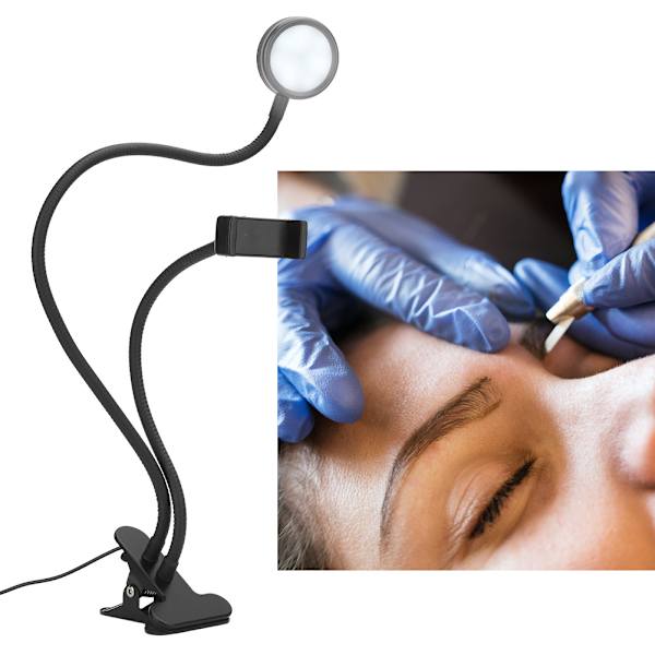 Klippbar sammenleggbar LED-lampe med høy lysstyrke Tattoo-lampe Justerbar neglekunstlampe Svart