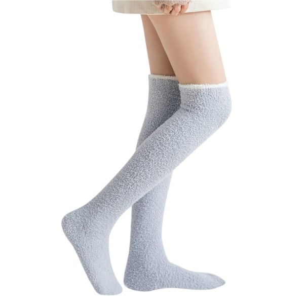 Overknee Strømper Høj Fuzzy Strømper LJUSGRÅ Light Grey