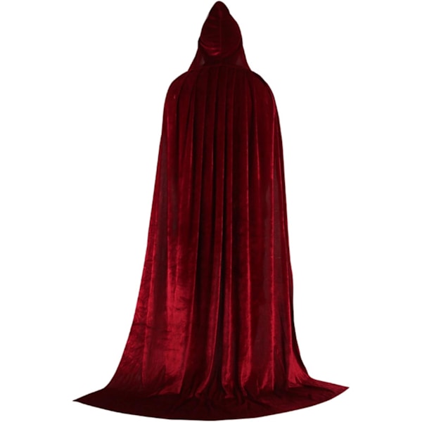 1 Voksen Hoved Kappe, Cosplay Kostume Fløjl Robe, Kappe Hexe Troldmand Kappe Rød Red X-Large(140-160cm)