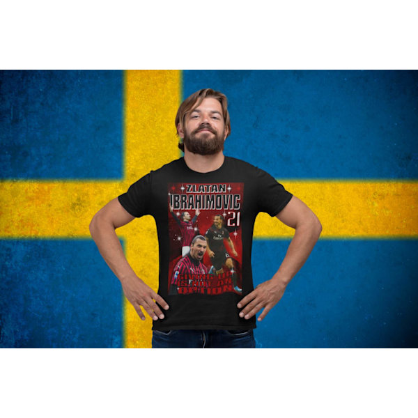 Zlatan Ibrahimovic svart T-skjorte med AC Milan-design 190 130cl 7-8år
