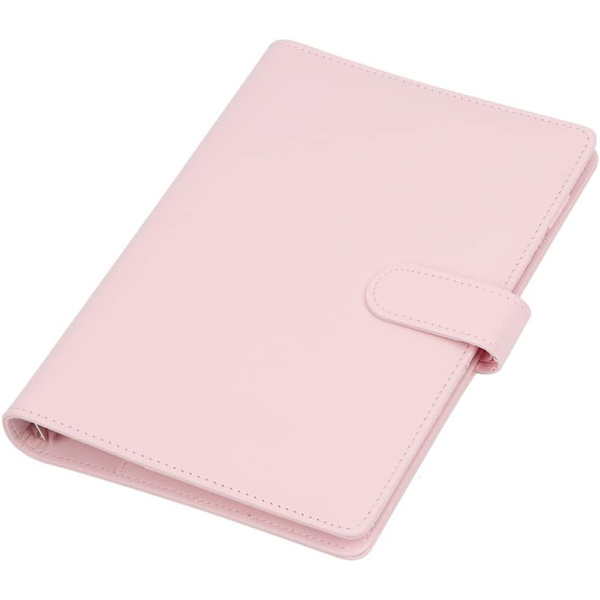 Læder A5 Ringbind Planner Notebook Planner med magnetlås (indre papir er ikke inkluderet) - Rosa Pink