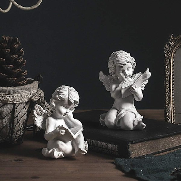 Englestatue, Resin Cherub Wings, Miniatyrfigur Lesing