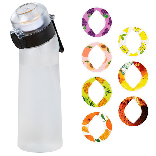 Mausteinen vesipullo 7 makupodilla Air Water Up pullo Jäätynyt musta 650 ml Air Starter Up setti Vesi-kuppi leirintään Urheilu White