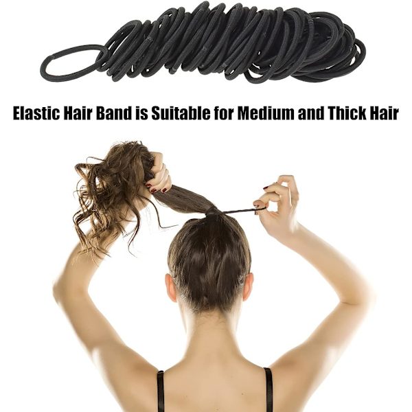 100 stk 2 mm tykke elastiske hårbånd Hårstrikk Hestehaleholdere