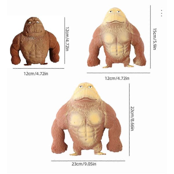 Simuleringsgorilla Apa Strækbar Squish Antistress Klem Elastisk Abelegetøj Grå-FA- Grey 23*22
