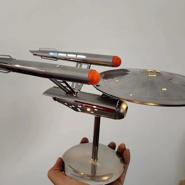 U.S.S. Enterprise Star Trek Modell NCC-1701 Replika, Rostfritt Stål Rymdskeppsmodell Ornament För Heminredning Och Samling