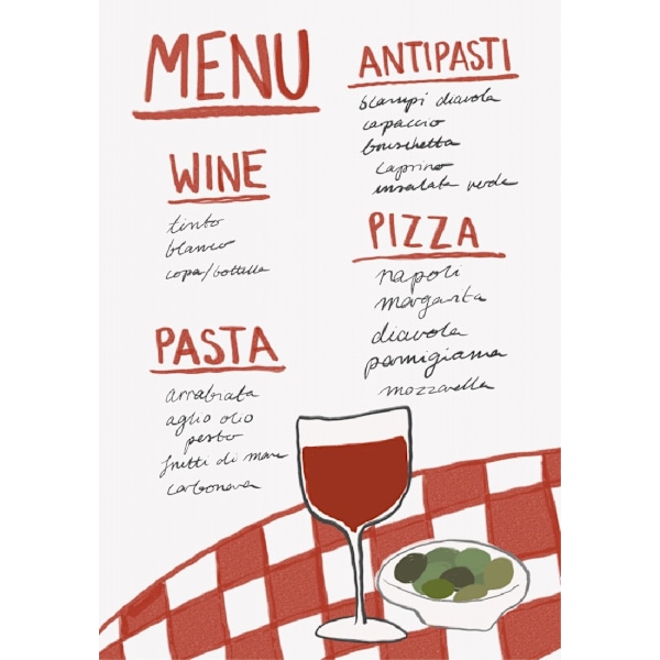 Italiensk meny - 70x100 cm 90