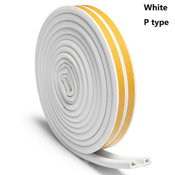 5 / 10m Tätningslist för Fönsterdörrar, Utdragsslutare, VIT 5M s - Lager Vit White 5m-P