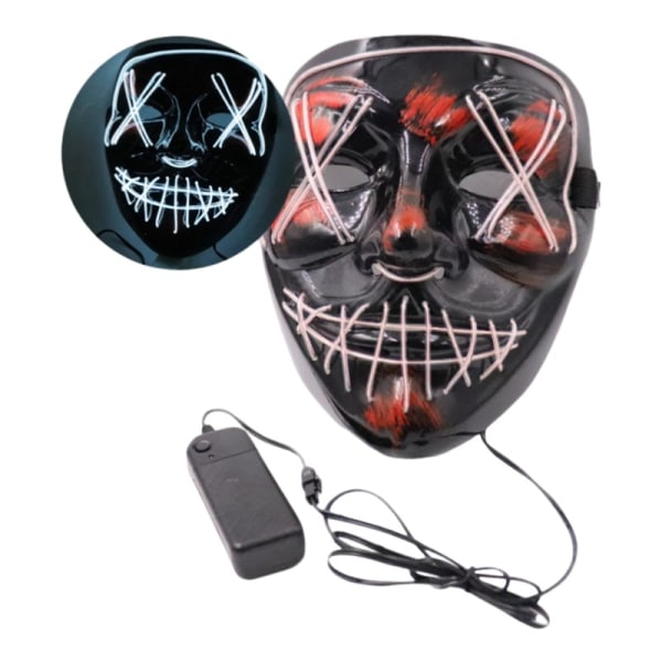 Halloween Mask Led Glow Mask El Wire Light Up The Purge Film Kostym Ljus Halloween Fest white