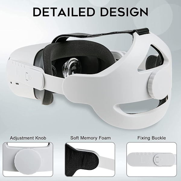 Justerbart huvudband kompatibelt med Meta Quest 2, Oculus Quest 2 med huvudkudde, ersättning för Elite Strap bekvämt skyddande huvudband Reduc