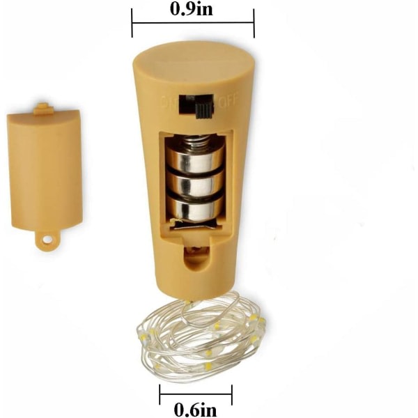 Vinflasklampor med kork, 10-pack batteridriven LED-kork