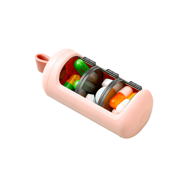Medisindispenser, pilledeler, pilleesker, hver med 3 rom per dag, BPA-fri pink
