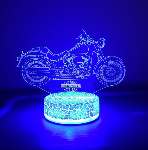 Harley Davidson Motorcykel Lampe Natlys Gaver 3D 7 Farve-FA-