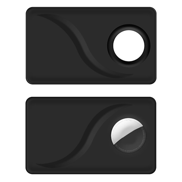 1. klasses ægte læder AirTag Wallet Card Case Black