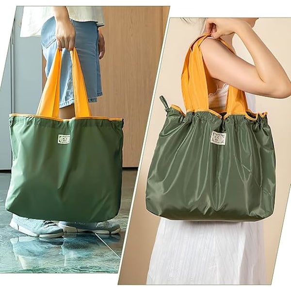Genanvendelige Indkøbsposer, Stor Foldbar Indkøbspose med Lynlås Vandafvisende Shopper-Taske, Let Nylon-Madvareposer til Indkøb Hjemme