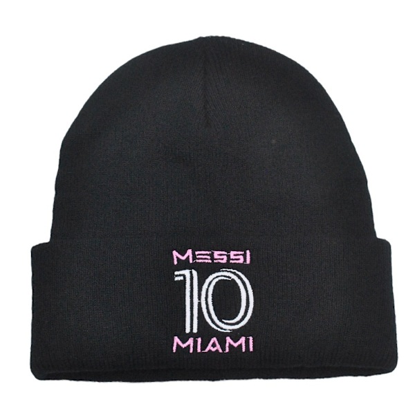 Mub- Miami Messi Mössa AW 10 Broderad Stickad Mössa Fläkt Varm Kall Keps No. 10 - Black