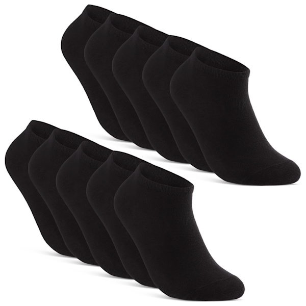 10 par sneakersockar för män och kvinnor i svart bomull