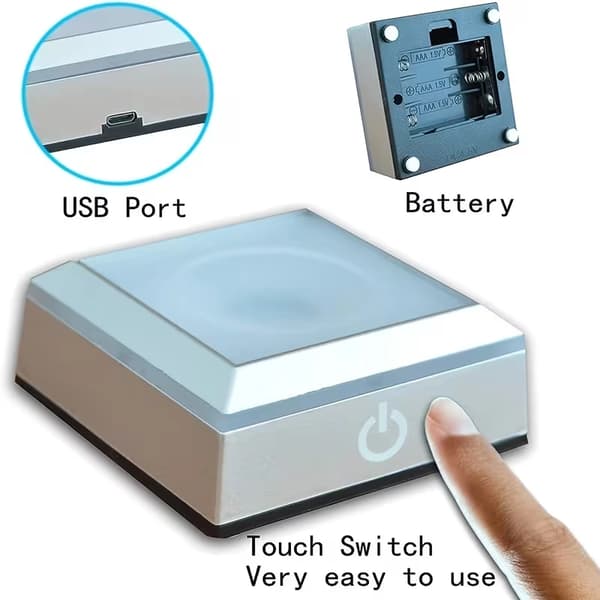 3D Solsystem Kristallkula Nattlampa med Touch LED-bas, USB-driven, 8cm, Flerfärgad 8cm Multicolor