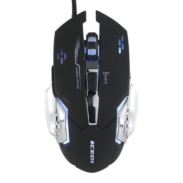 Kablet gamingmus 3600 DPI optisk mus ergonomisk mus 4 justerbare DPI-niveauer/6 knapper/7 farver vejrtrækningslys sort sort