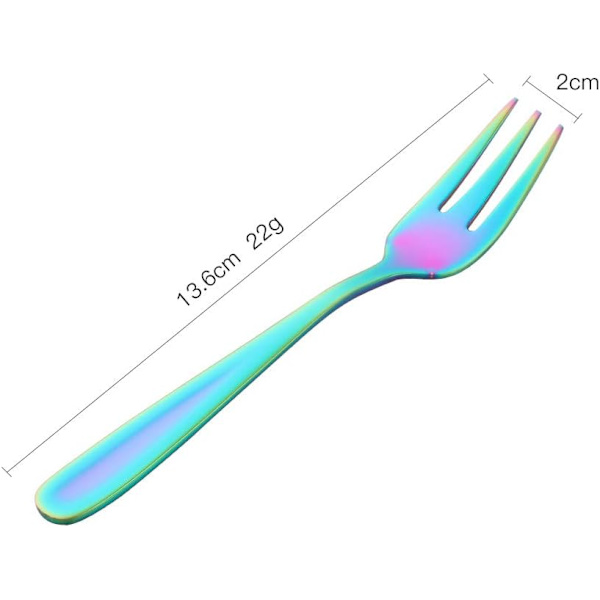 Tekakor Små Dessertgafler Tårtgafler Rustfritt stål Fargerike 8 stk Colorful